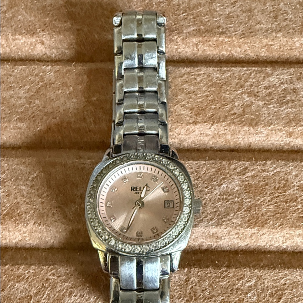 Relic Silver Watch with Pink Dial